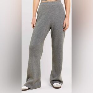 Nuuds Ribbed Sweater Wide Leg Pant Heather Charcoal Size XL
